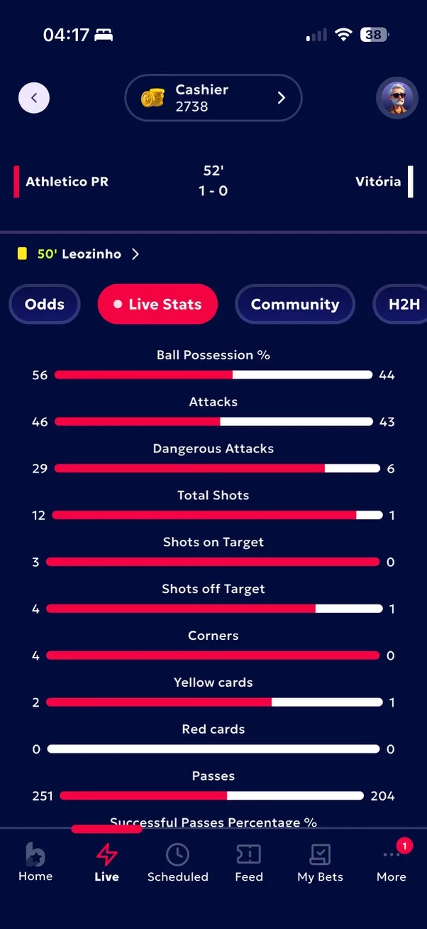 Live match statistics during a game