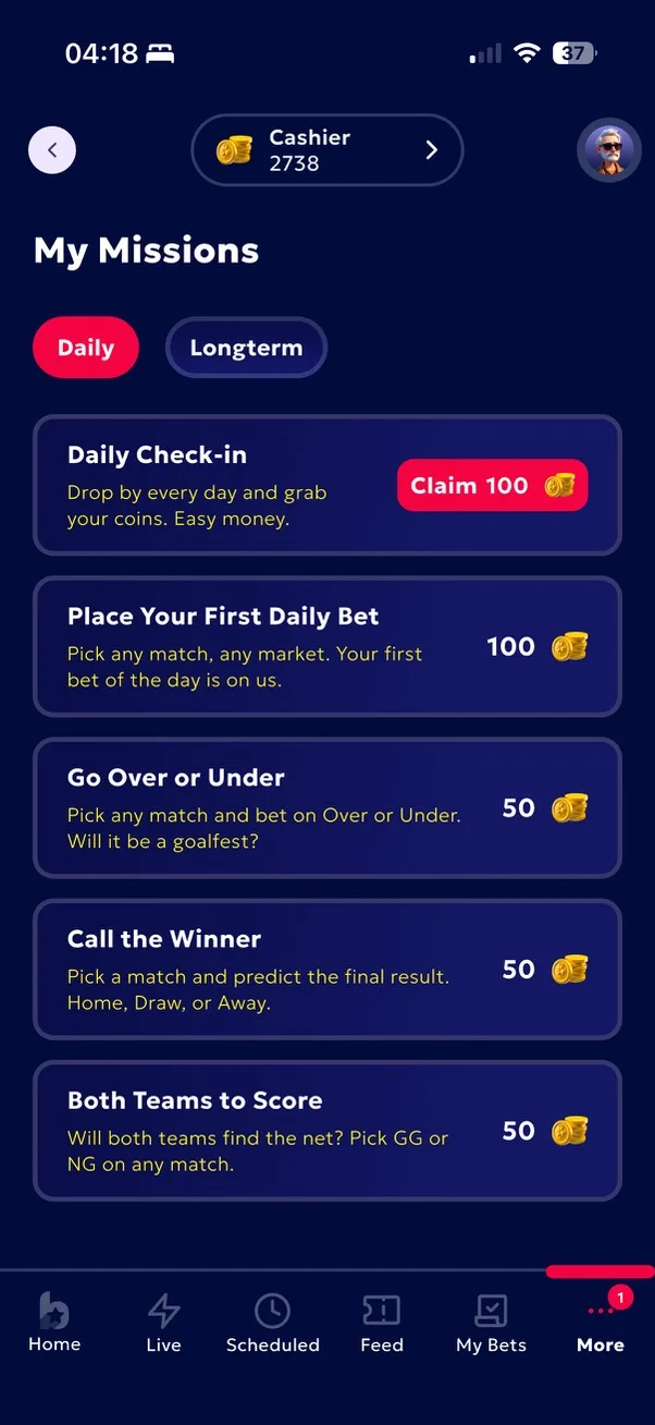 Daily missions and rewards